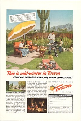 #ad Tucson Az Winter Sunshine Climate Swim Shop 1951 Vintage Ad $8.50