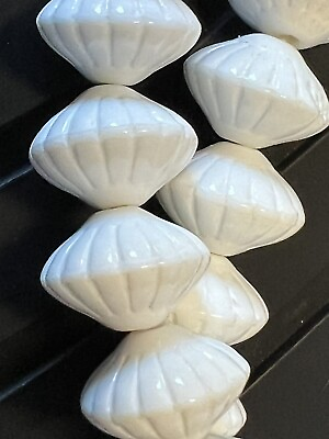 #ad Vintage 1930’s White Bicone Japanese Glass Beads 14x12mm 63 total beads $12.00
