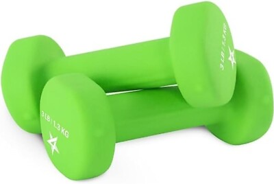 #ad Yes4All Neoprene Coated Dumbbell Hand Weight Sets of 2 Light Green 3lbs $20.50