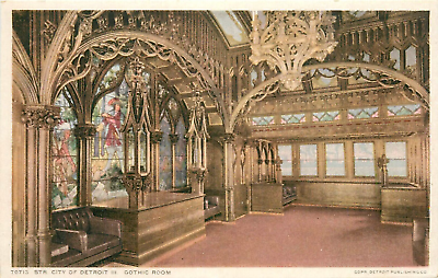 #ad c1910 Gothic Room Steamer City Of Detroit III Steamship Michigan Postcard $9.99