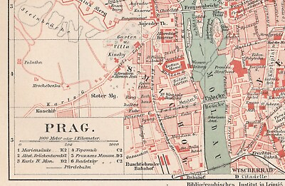 #ad PRAHA PRAGUE 1910 Original map city plan Cechy Czechia Czech Republic $15.00