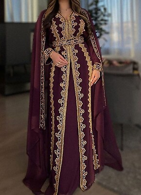 #ad Royal Moroccan Islamic Kaftan Arabic Vary Fancy Abaya Jilbab Jalabiya Women Dres $62.99