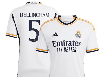 #ad New RealMadrid Bellingham #5 White Home Youth Kids Soccer Uniform Mbappe Messi $35.00