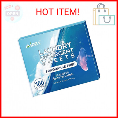 #ad AIDEA Laundry Detergent Sheets Unscented 100 Loads 50 Sheets Eco Friendly La $7.00