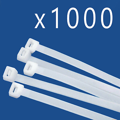 #ad 1000 Pack Lot Pcs Qty 8quot; Inch Nylon Cable Zip Wire Tie 40 lbs Natural White $22.95
