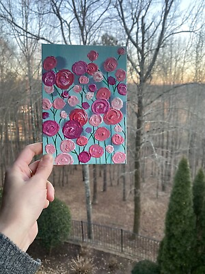 #ad paintings on canvas original 5 7 Inchesabstract Flowers $9.00