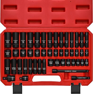#ad #ad 3 8quot; Drive Deep Impact Socket Set 6 Point 48 Piece Standard SAE and Metric $41.99