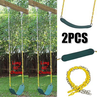2Pack Swing Seat Heavy Duty 60quot; Chain Plastic Coated Kids Playground Accessories $42.49