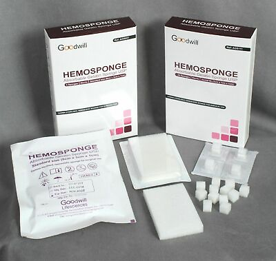 #ad 10X DENTAL HEMOSPONGE ABSORBABLE GELATIN SPONGE USP STERILE 32 SPONGE10x10x10mm $238.68