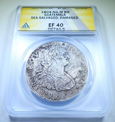 #ad ANACS 1804 Guatemala Shipwreck Silver 8 Reales XF Spanish Colonial Dollar Coin $304.95