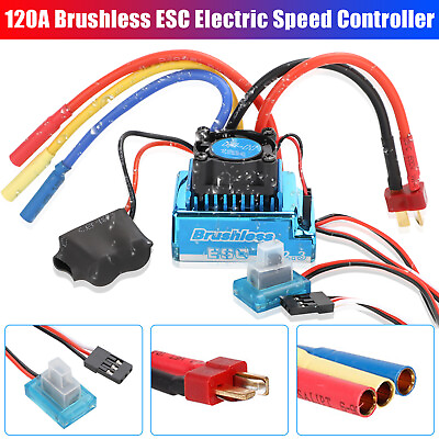 #ad 120A ESC Set Electric Speed Controller Brushless Accessories for 1 8 1 10 RC Car $19.98