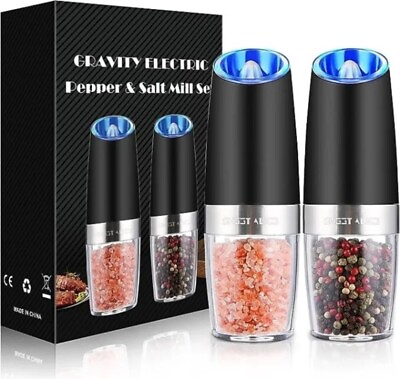 #ad 2 Pack Gravity Electric Salt and Pepper Grinder Mill Shaker Adjustable Automatic $14.95
