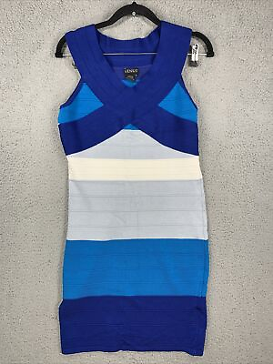#ad Venus Blue Multicolor Sexy Bandage Dress Bodycon Sleeveless Spring Summer Large $29.99