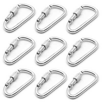 #ad 10pcs Aluminum Anodized D Ring Locking Carabiners Lightweight amp; Durable for Hik $8.99