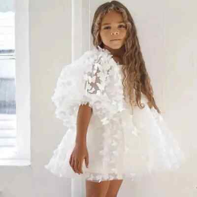 #ad Baby Girl Dress Butterfly Child Tulle Dress For Vestido Pageant Party Birthday $51.49