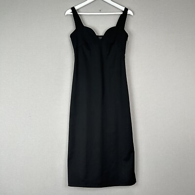 #ad COS Womens Dress 4 Black Wool Fluid Midi Sweetheart Slit Cocktail Evening Date $65.98