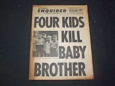 #ad 1966 JANUARY 16 NATIONAL ENQUIRER NEWSPAPER FOUR KIDS KILL BABY BROTHER NP 7406 $30.00