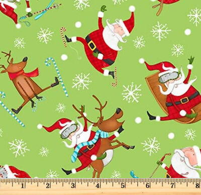 #ad Extreme Santa Green Santa Toss 25439 74 Northcott Fabric By Half Yard increments $4.20