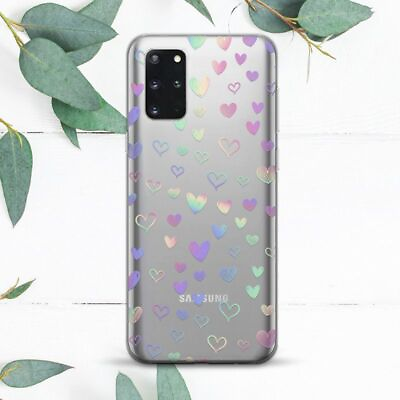 #ad Rainbow Hearts Cute Pattern Clear Case For Samsung Note 10 20 S21 S22 S23 S24 FE $13.49