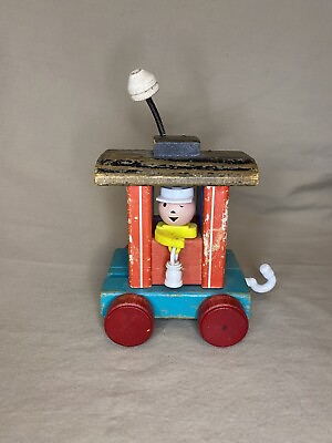 #ad Vintage 1960#x27;s Fisher Price Wooden Huffy Puffy Train Caboose $12.00