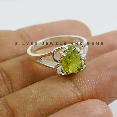 #ad Natural Rough Green Peridot Ring 925 Sterling Silver Jewelry Ring $23.91
