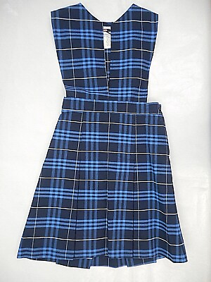 #ad Girls R K Blue Plaid V Slit Uniform Dress Sizes 6X 10 $16.00