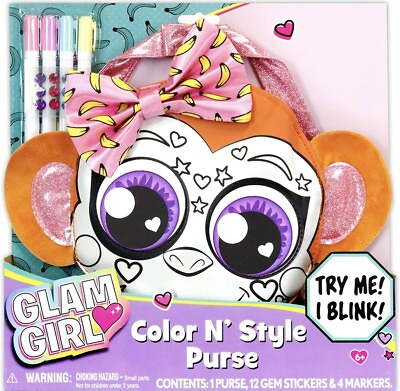 #ad Tara Toys Glam Girls : Color N Styles Monkey Messenger Bag Purse Decoration Set $13.99
