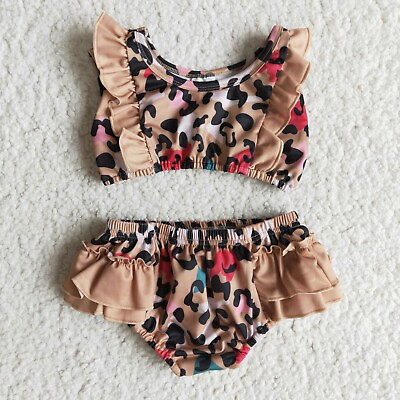 #ad Baby Girls Swimsuit Two Piece Swimwear Leopard Print $18.99