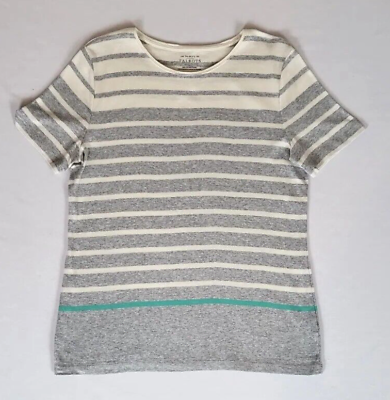 #ad The Talbots Tee Women#x27;s Size Large Multicolor Striped Cotton Easy Care Knit Top $16.90