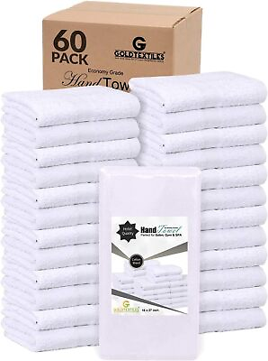 #ad White Hotel Collection Hand Towels Set 15x25 Cotton Blend Bulk Pack Face Towel $20.99