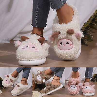 #ad New Large Size Cotton Slippers Winter Cartoon Indoor Sheep Couple Slippers For $17.89
