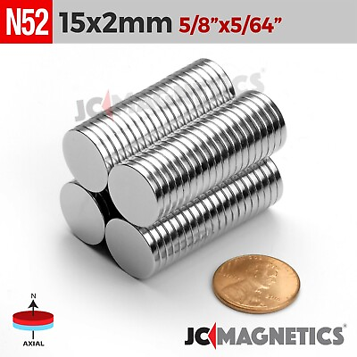 #ad 15mm x 2mm N52 Super Strong Rare Earth Neodymium Magnet Round Disc 15x2mm $255.00