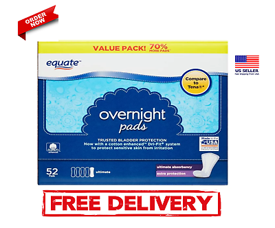#ad Equate Overnight Women#x27;s Ultimate Regular Incontinence Pads 52 count $14.97