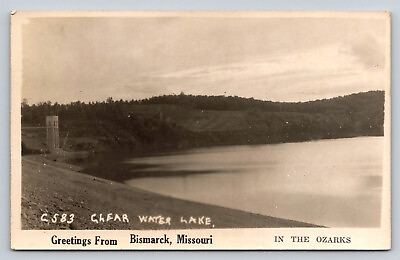 #ad RPPC Clear Water Lake Greetings From Bismarck Missouri Real Photo P723 $11.99