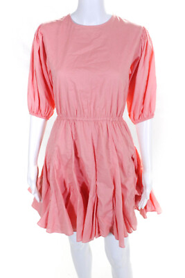 Rhode Women#x27;s Puff Sleeve Open Back Mini Dress Pink Size XS $99.99