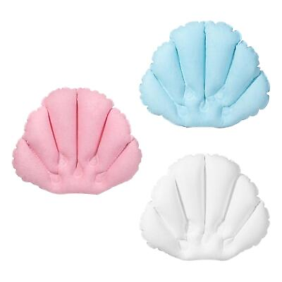 #ad 1PC Inflatable Bath Pillow With Suction Cups Neck Support Pillow Bathtub Fan $8.27