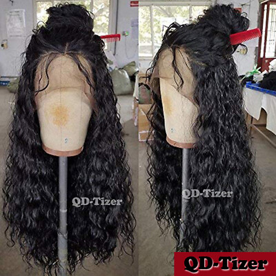 #ad 180% Density Black Women Fashion Long Loose Curly Hair Synthetic Lace Front Wigs $28.90