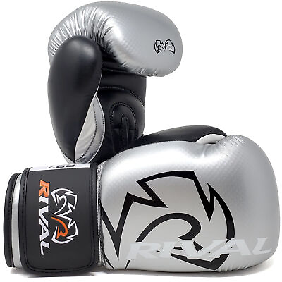 #ad Rival Boxing RB7 Fitness Plus Hook and Loop Bag Gloves Silver Black $64.95