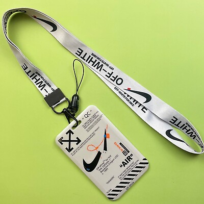 #ad NIKE LANYARD GRAY KEY CHAIN WITH CLASSIC OFF WHITE DESIGN WITH ID HOLDER $9.99