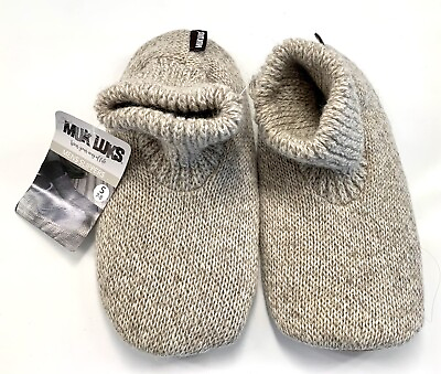 #ad NEW NWT Muk Luks Mens Beige Natural Knit Bootie Slippers Shoe S 7 8 US Style 317 $12.50