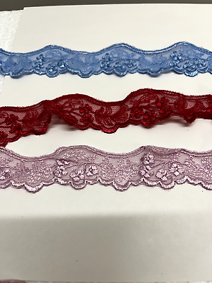 #ad LACE 1 1 4 INCH WIDE FLORAL PATTERN 3 COLORS SOLD AS A LOT NO79 $20.89