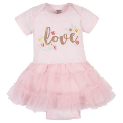 #ad Valentines Baby Girls 1 Piece With Tutu Skirt 3 6M LOVE amp; Flowers Peach Color $8.88