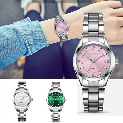 #ad Women Ladies Pink Dial Dress Watches Waterproof Steel Band Analog Quartz Watch C $13.75