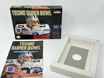 #ad Tecmo NFL Super Bowl SNES Super Nintendo 1993 Box And Manual Only $21.95