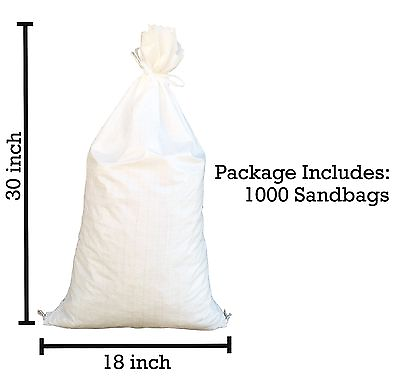 #ad Sandbags 1000 White 18quot; x 30quot; Sandbag Sand Bags Bag Poly by Sandbaggy $450.99