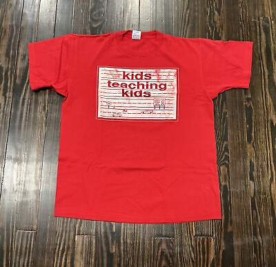 #ad Vintage Kids Teaching Kids Jerzee Tee Shirt Mens Large Red Made In USA $11.99