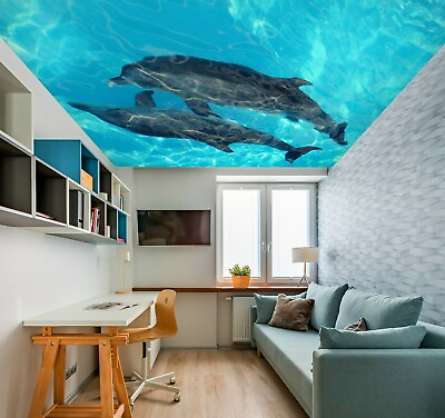 #ad 3D Sea Dolphin NA2457 Ceiling WallPaper Murals Wall Print Decal AJ US Fay $93.99