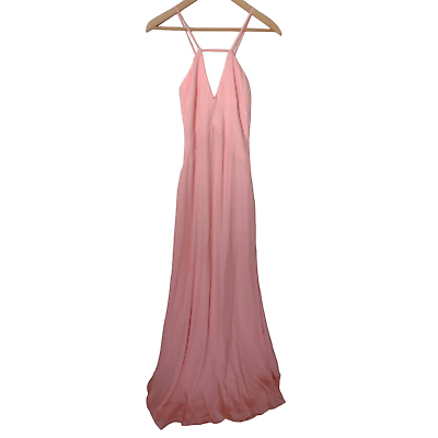 #ad Fame and Partners NWT Blush Pink Strappy Long Gown 4 Side Slits $87.50