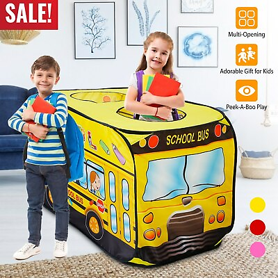 #ad School Bus Play Tent Pop up Vehicle Pretend Play Toy Car Tent Kids Playhouse $26.88