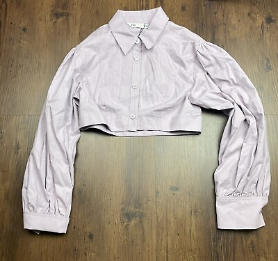 #ad Zara NWT Womens 100% Cotton Lilac Voluminous Poplin Cropped Shirt Size Small $19.00